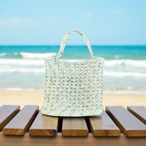 Elegant White Woven Tote Bag